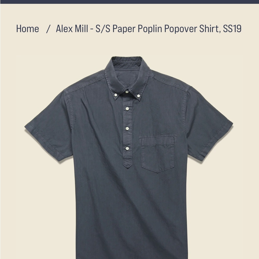 Alex Mill Gray Popover Short Sleeve Shirt